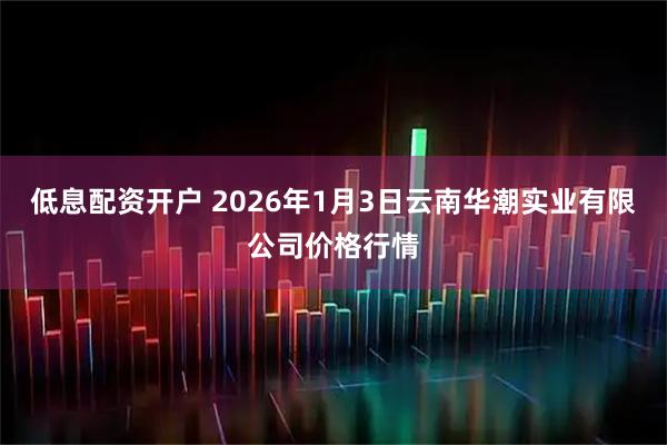 低息配资开户 2026年1月3日云南华潮实业有限公司价格行情