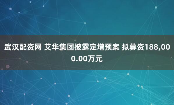 武汉配资网 艾华集团披露定增预案 拟募资188,000.00万元